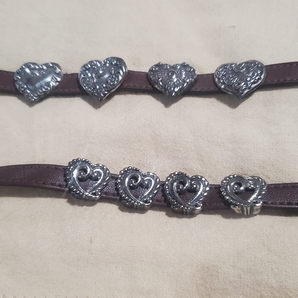 Silver Heart Accented Brown Leather Bracelet